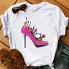 New Fashion High Heels Personalized Printed Women's Summer Short Sleeve T-shirt Casual Tops Oversized T Shirt Harajuku Tee