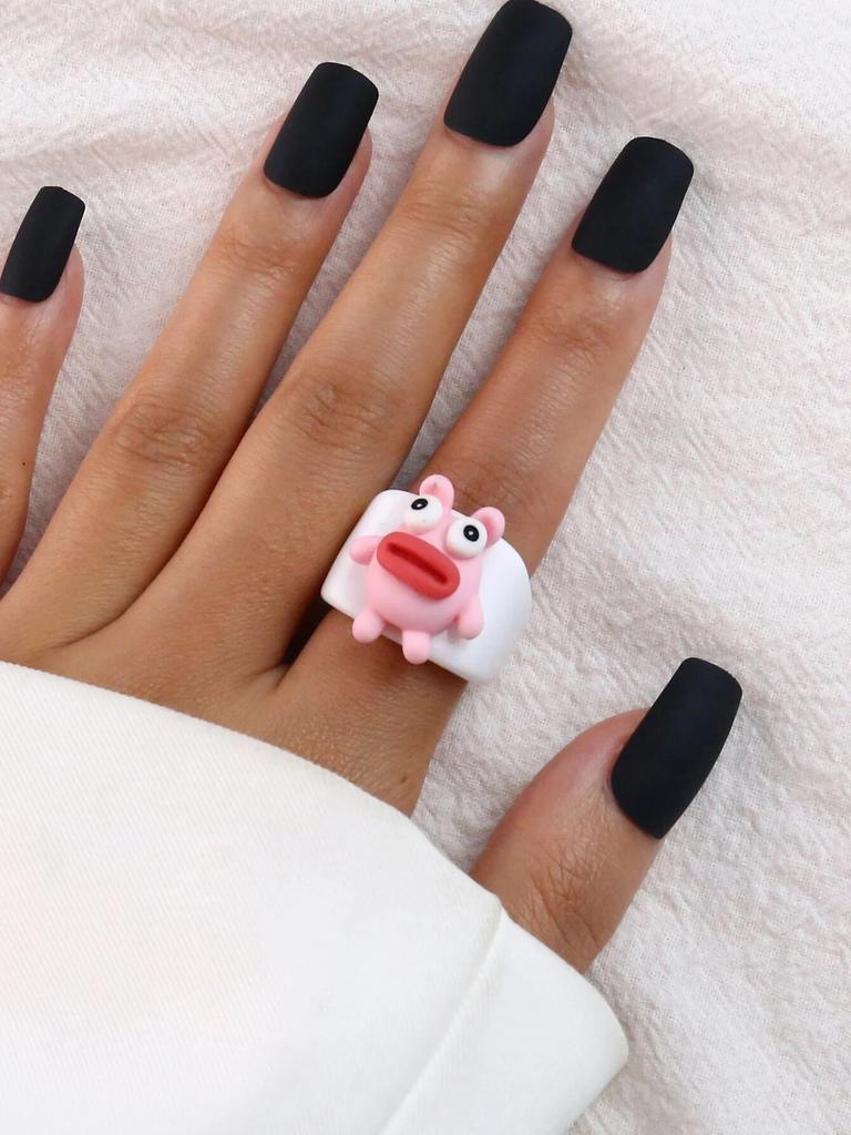 Кольцо с фруктами из мультфильма, женское модное корейское кольцо с милыми животными из смолы, набор акриловых колец, подарок на Рождество, день рождения, ювелирные изделия для девочек