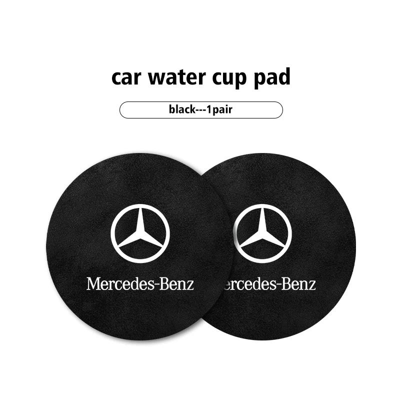 2pcs Car Coasters Water Cup Slot Non-Slip Mat Waterproof Pad For Mercedes Benz W202 W212 W126 W140 W168 W177 CLS GLE GLC GLS CLA o2