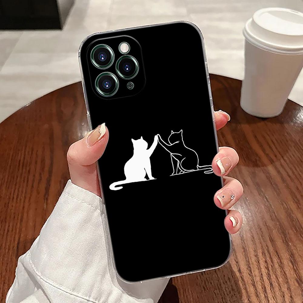 Милый кот Привет Чехол Для Apple iPhone 17 16 15 14 13 12 11 Pro Max 16 Plus 16E 17Air 17Pro Чехол для телефона Силиконовый Funda Черные коты