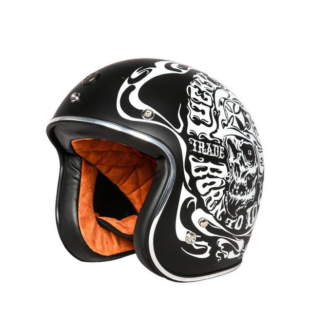 Unisex Vintage Motorcycle Helmet Built-in Lens Open Face Helmet