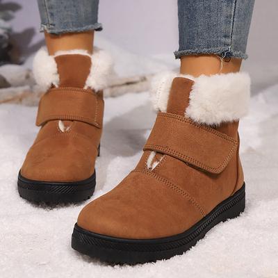 Lucyever Платформенные зимние ботинки из искусственного меха для женщин, Нескользящие ботильоны из искусственной замши, Женские ботильоны для тепла, Женские ботильоны большого размера 44