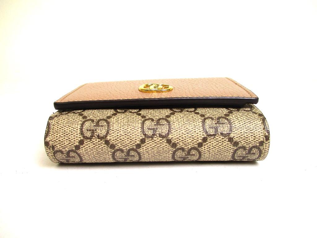 Authentic GUCCI Double G Dusty Pink Leather Bifold Wallet Compact Wallet #a188 Refurbished