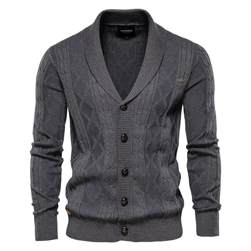 AIOPESON Cotton Cardigan Men Casual Single Breasted Solid Color Business Mens Cardigans New Winter Fashion Sweater Men