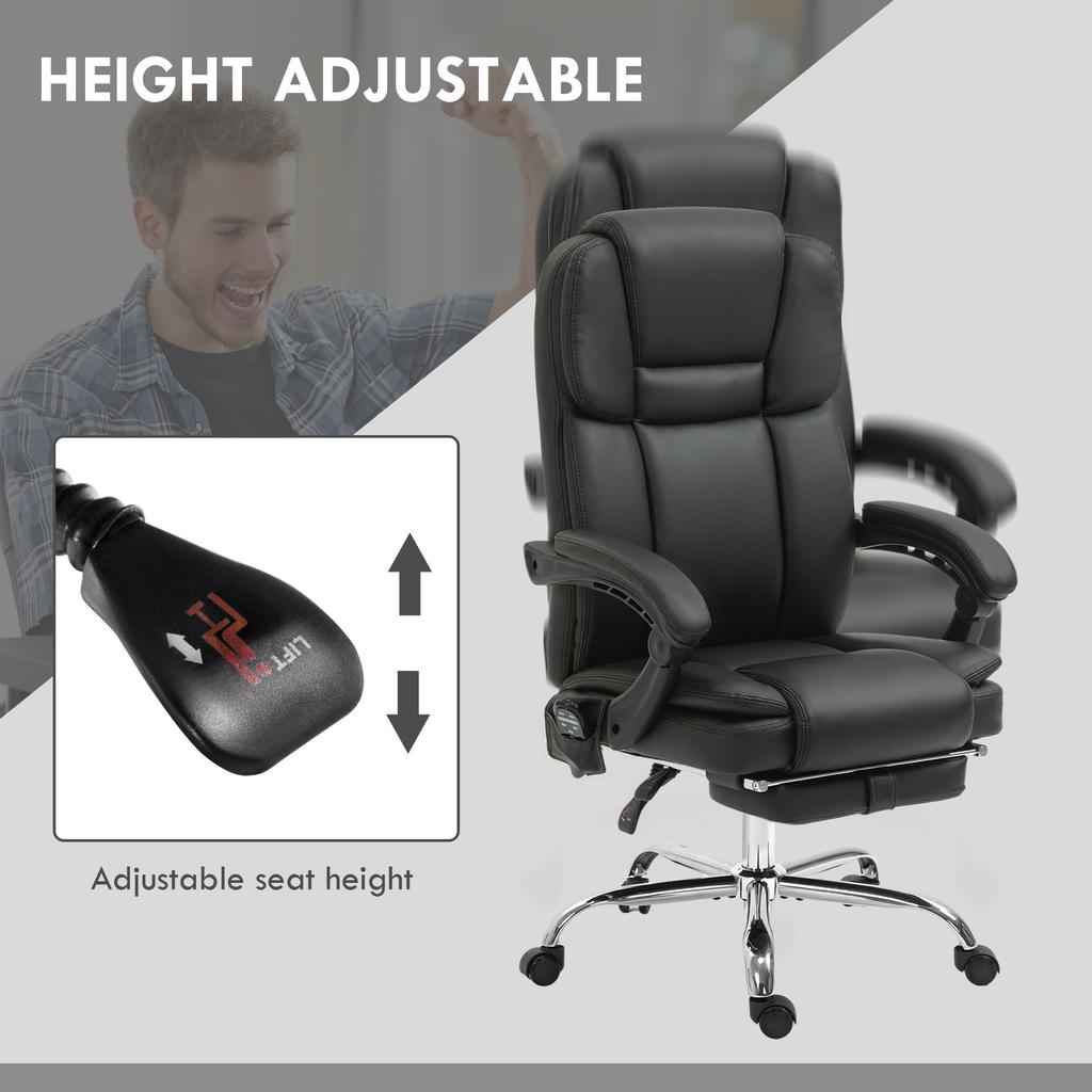 Six Point Vibrating Massage Office Chair - Black