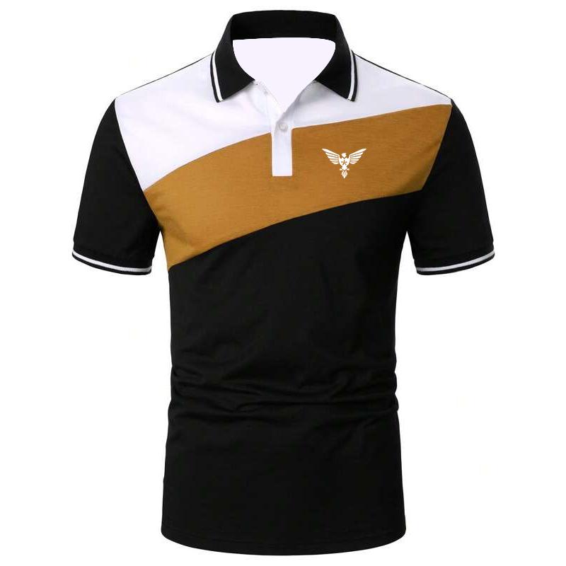2023 весна-лето, мужская приталенная рубашка поло с коротким рукавом, деловая повседневная рубашка поло.