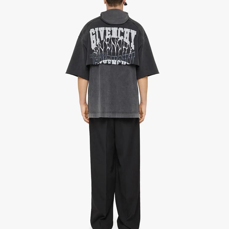 Givenchy Layered Graphic T shirt With Balaclava Men's BM71FE3Y8T-020