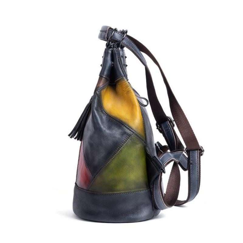 Johnature Винтажный женский рюкзак из натуральной коровьей кожи, дорожная сумка, большая вместительная женская сумка на плечо с тиснением ручной работы