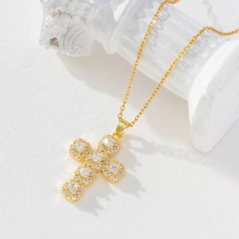Роскошное колье-подвеска Крест Iced Out, Религиозный чокер с гало из кубического циркония, Хип-хоп украшение с символом веры, Подарок для женщин и мужчин
