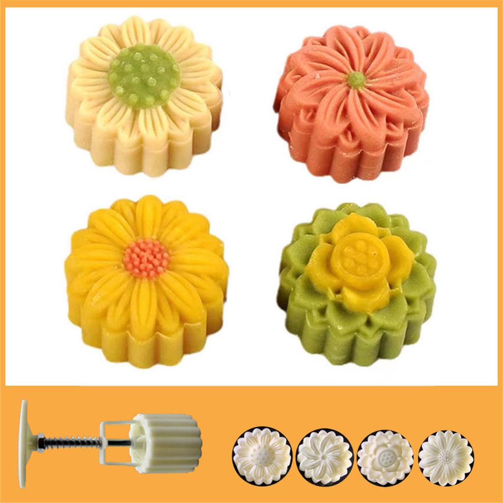 Формы для лунных пряников с цветочным узором, приспособление для изготовления лунных пряников на праздник середины осени, штампы для печенья, ручной пресс, инструмент для выпечки лунных пряников