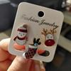 3pcs/set Christmas Brooch Set Elf Snowman Stocking Enamel Rhinestone Party Gift