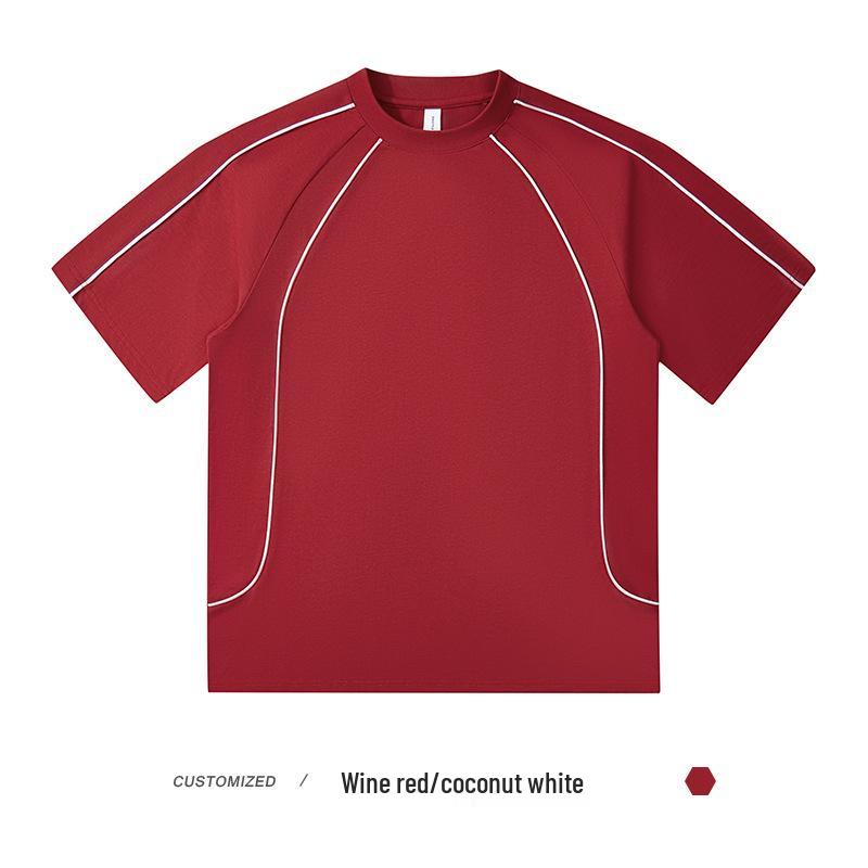 Мужская футболка из 100% хлопка 240 г/м² контрастного цвета с круглым вырезом и короткими рукавами свободного кроя: Трендовый стиль с Хай-стрит