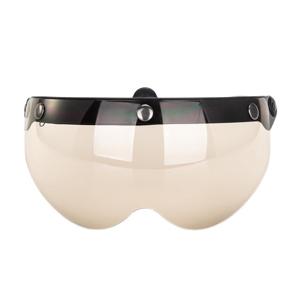 Universal Motorcycle Retro Pilot-Style Standard 3 Snap-Button Visor Flip Up Down Open Face Helmet Wind Shield Durable