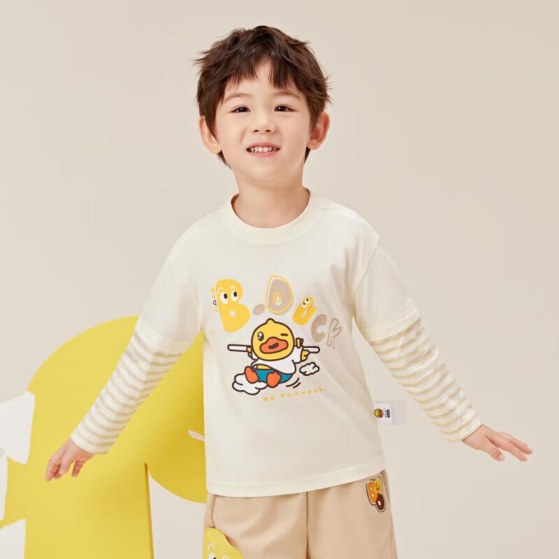 B.Duck Boys' Cartoon Stripe Long-Sleeve Top