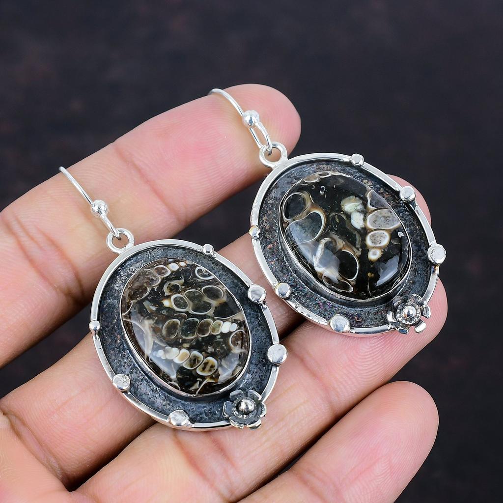 Turritella Agate Earring Awesome Gemstone Earrings 925 Sterling Silver Earring Turritella Agate Jewelry Anniversary Gifts Handmade Earrings