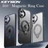 KEYSION Прозрачный матовый чехол для MagSafe для iPhone 16 16 Plus с вращающимся на 360 ° магнитным кольцом-подставкой, противоударная задняя крышка для телефона