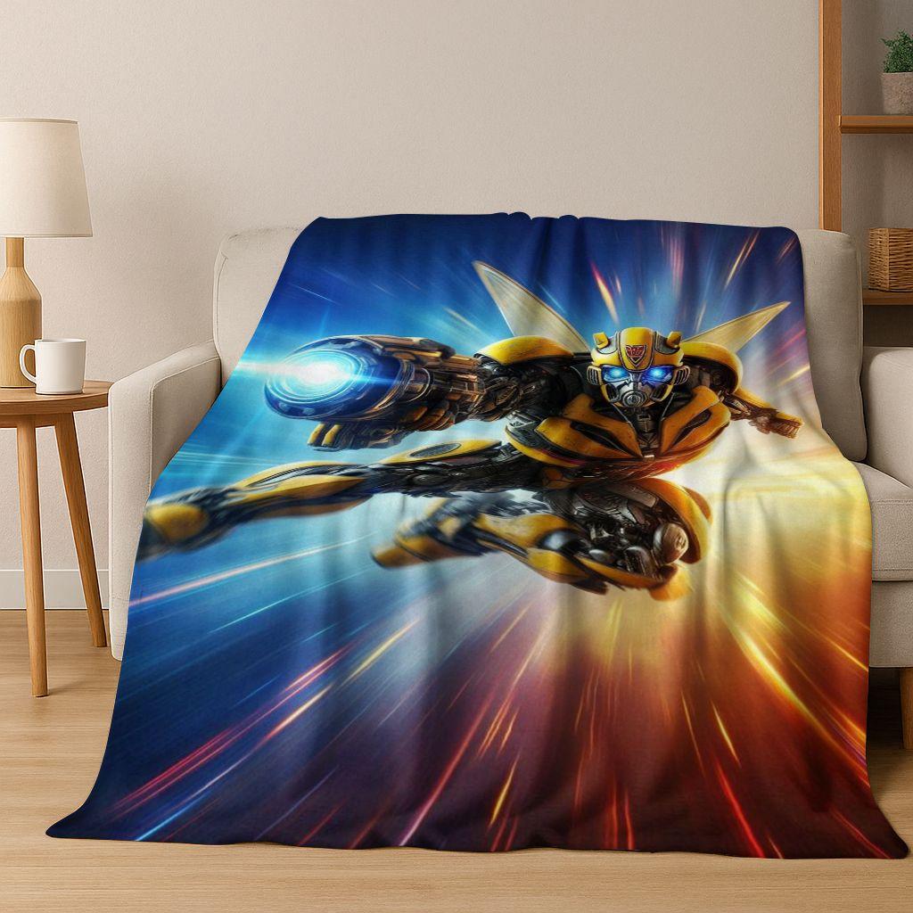 Cartoon T-Transformers Autobots Optimus Prime Flannel Blanket,Warm and Cozy Soft Throw Blanket for Home Bedroom Bed Sofa Cover
