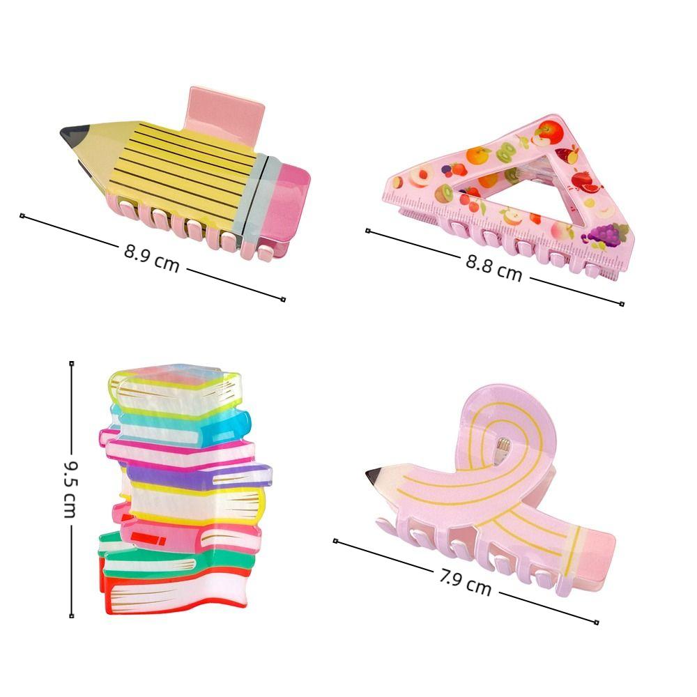 Back To School Hair Claw Clip Acrylic Hair Claw Creative Pencil Hair Clip Teachers