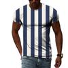 Летняя мода Полосатый узор Мужские футболки Повседневная личность Крутой стиль Принтованные футболки Тренд Простые топы с коротким рукавом и круглым вырезом 5822