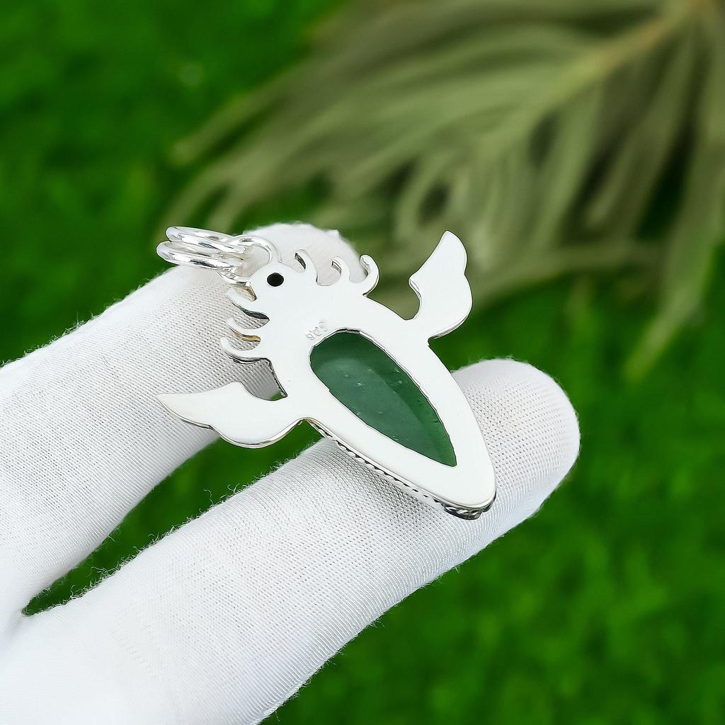 Серебро 925 пробы Камень Зеленый Авантюрин Цаворит Безель Подвеска для жены Ювелирные изделия