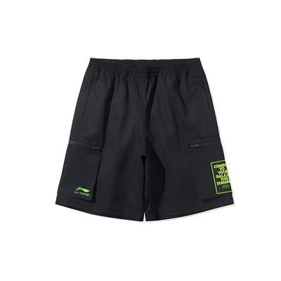 Li Ning повседневные эластичные спортивные шорты мужские шорты черные AKSQ137-2