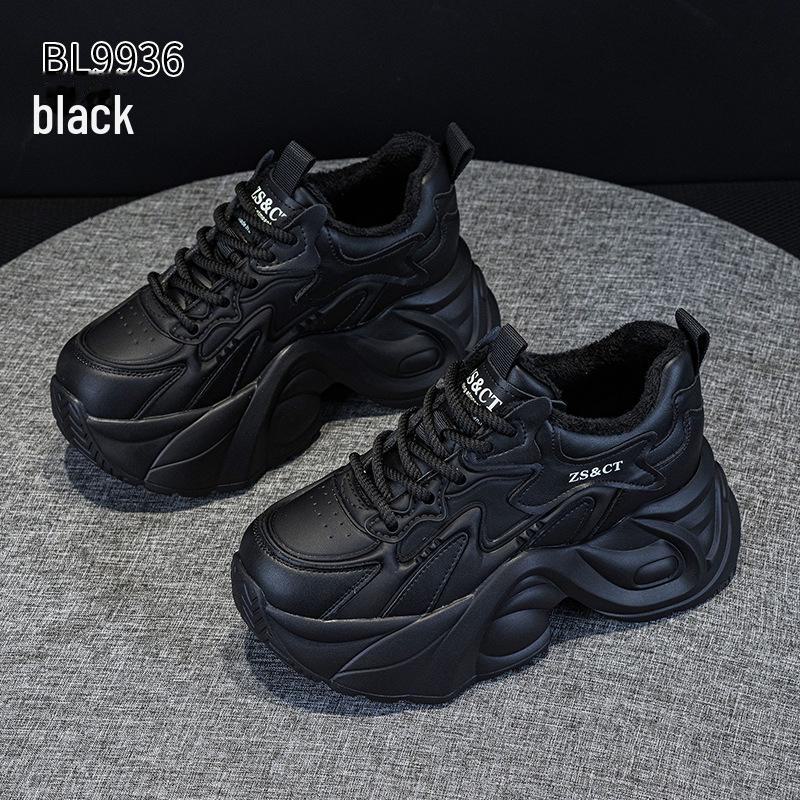 Женские туфли Dad Shoes из натуральной кожи на толстой подошве, визуально увеличивающие рост, универсальные повседневные кроссовки на весну/осень, мода 2025 года.