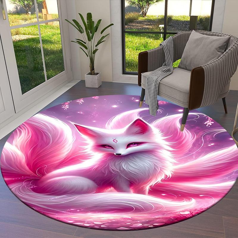1PC Fox Non-Slip Floor Round carpet, Office, family, bedroom, Large Area Rug Indoor Rugs, Durable PolyesterH0367