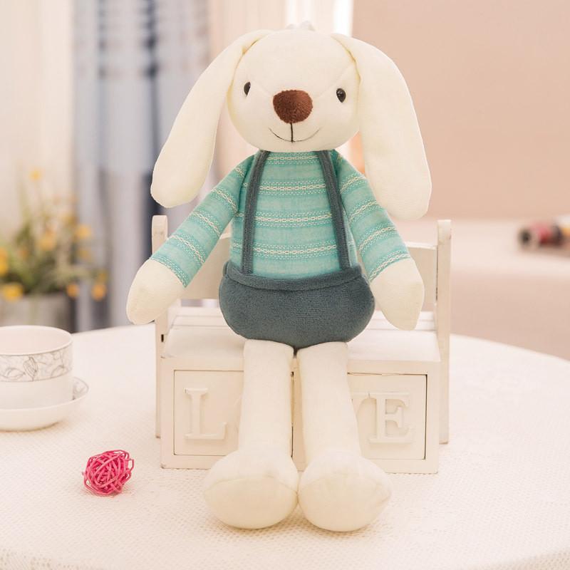 Cuddly Cartoon Long Eared Bunny Plush Toy Vest Stuffed Animal Doll Gift Kids