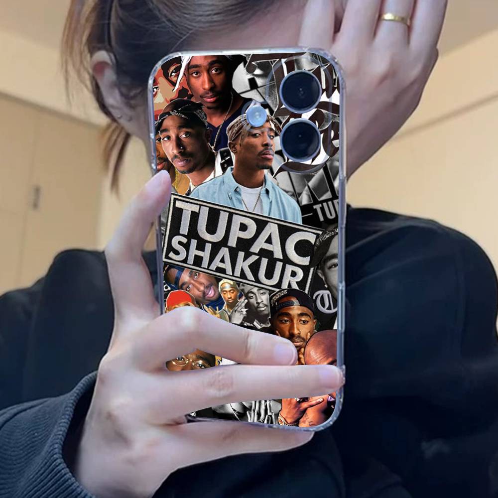 Чехол для телефона с изображением рэпера 2Pac, певца Тупака, для iPhone 17 16 15 14 13 11 12 Pro Max Mini Plus, противоударный, прозрачный, мягкий ТПУ