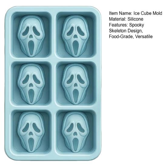 Хэллоуин Скелет Форма для льда Пищевой силикон Жуткая кричащая форма Аксессуары для напитков с привидениями