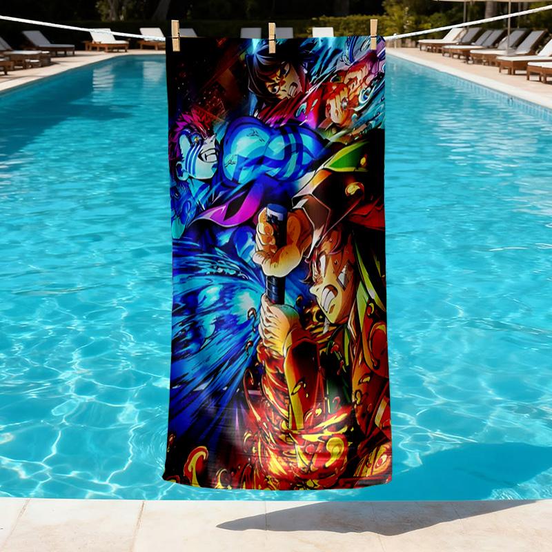 Demon Slayer Print Beach Towel Design, Soft, Lightweight. for Home Bathroom, Spa, Pool, Yoga, Surfing, Camping, Gift for Family, Friend