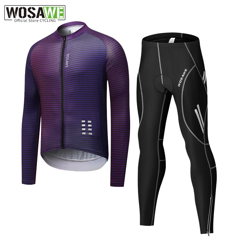 Велосипедные комплекты WOSAWE Мужские велосипедные брюки из джерси с длинными рукавами и мягкой подкладкой