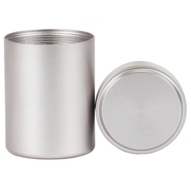 1X Silver Airtight Proof Container Aluminum Herb Stash Metal Sealed Can Tea Jar