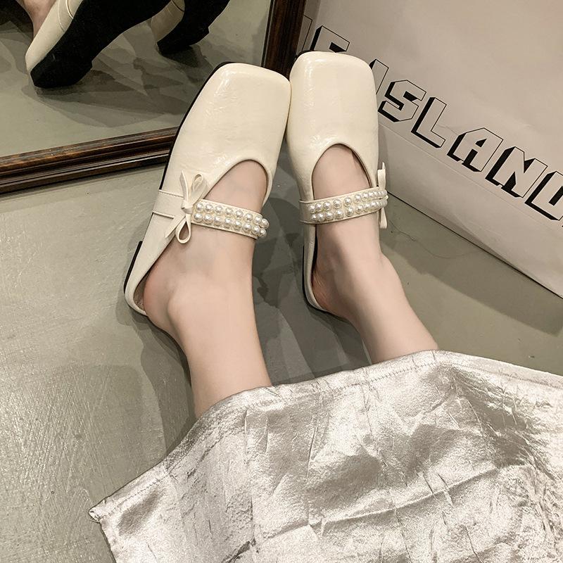 Летние полутапочки женские для улицы без каблука ленивые туфли женские полутапочки юбка модная обувь низкий каблук