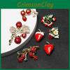 Strawberry Flower Alloy Brooch With Geometric Fruit Design For Office Casual And