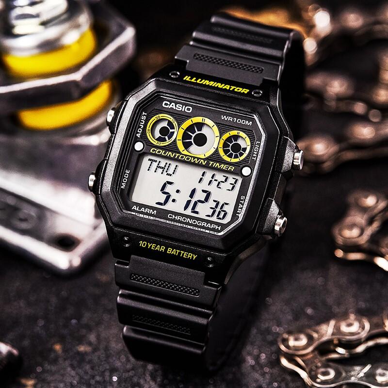 Casio Мужские ЧЕРНЫЕ часы для ПОДРОСТКОВ AE-1300WH-1A AE-1300WH-1A