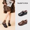 Winter Leather Soft-soled Velvet Cotton Shoes Casual Warm Mother Shoes Medium Old Flat-heeled Retro Wool Single Shoes Women