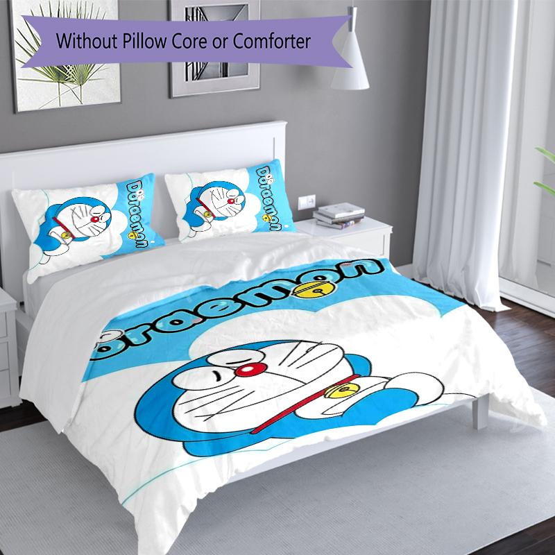 3pcs Doraemon Duvet Cover Set, Includes 1 Duvet Cover and 2 Pillowcases,Skin-Friendly&Comfortable Fabric,Suitable Bedding Sets