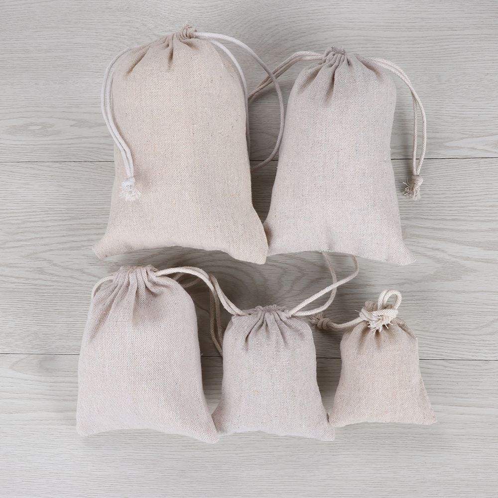 Льняной мешок для хранения продуктов, джутовые подарочные пакеты, мешочек на шнурке, органайзер для конфет, свадебный подарок