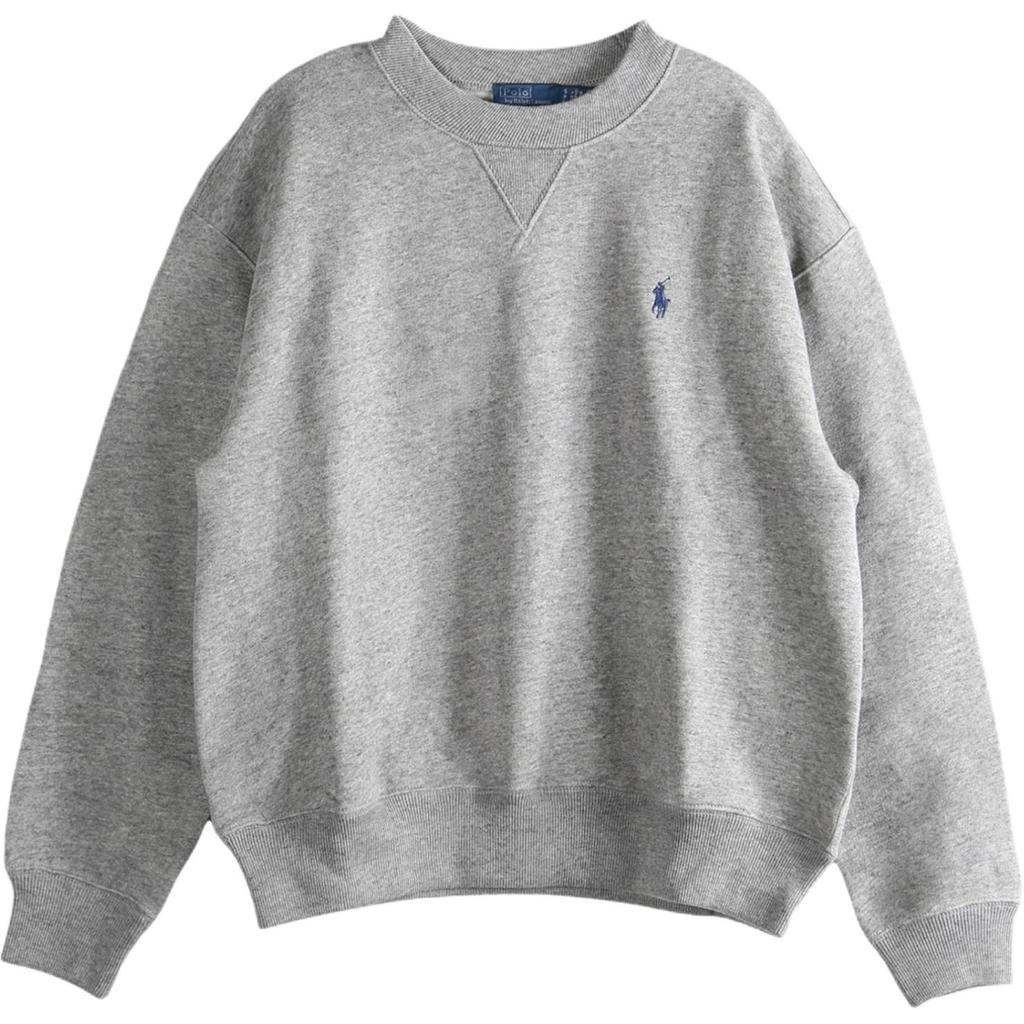 Polo Ralph Lauren Однотонный свитшот с круглым вырезом и длинными рукавами Женский свитшот Серый 211971697-004