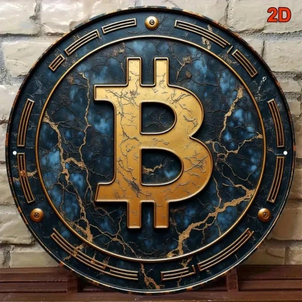 Металлическое Настенное Искусство Тема Цифровой Валюты Винтажная Круглая Картина Декор для Дома, Офиса, Кафе