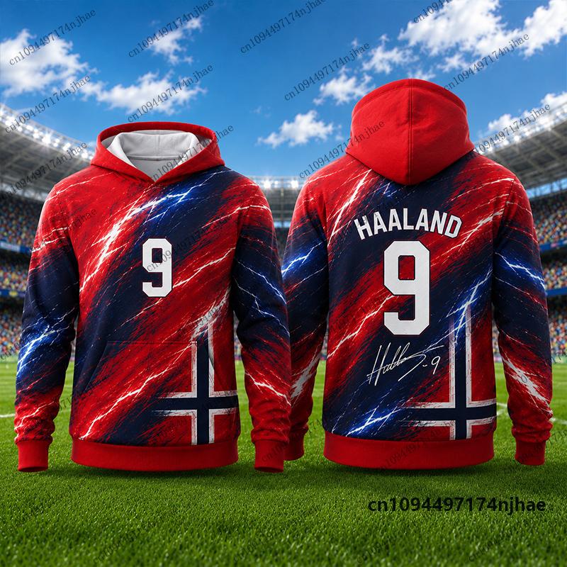 New Special Haaland #9 Print Hoodies For Children Autumn Long Sleeve Sportswear Football Pullover Sports Kids/Adult Tops