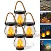 Solar Lantern Outdoor Lights Waterproof Dancing Flame Solar Lantern Hemp Rope Hanging Flame Lanterns For Garden Yard Decorations