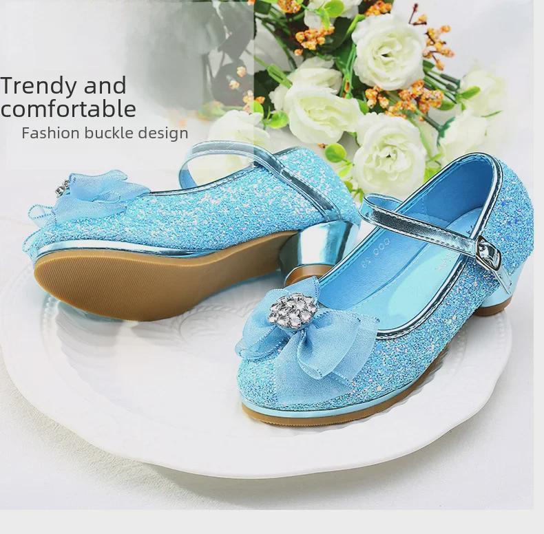 2024 Модные туфли на высоком каблуке в корейском стиле для девочек - Обувь для маленьких принцесс