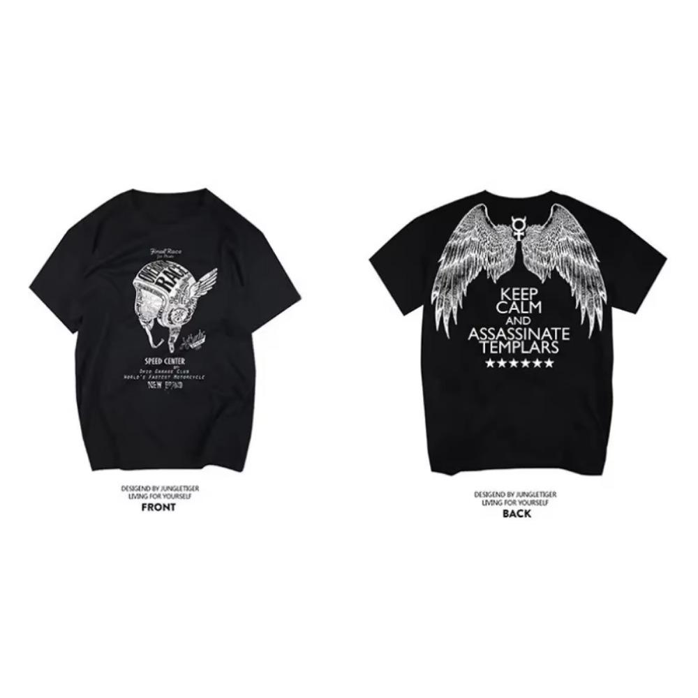 2024 Новая футболка большого размера с коротким рукавом из чистого хлопка для мужчин и женщин, футболка свободного кроя с принтом рок-американской ретро мотоциклетной тематики Harley