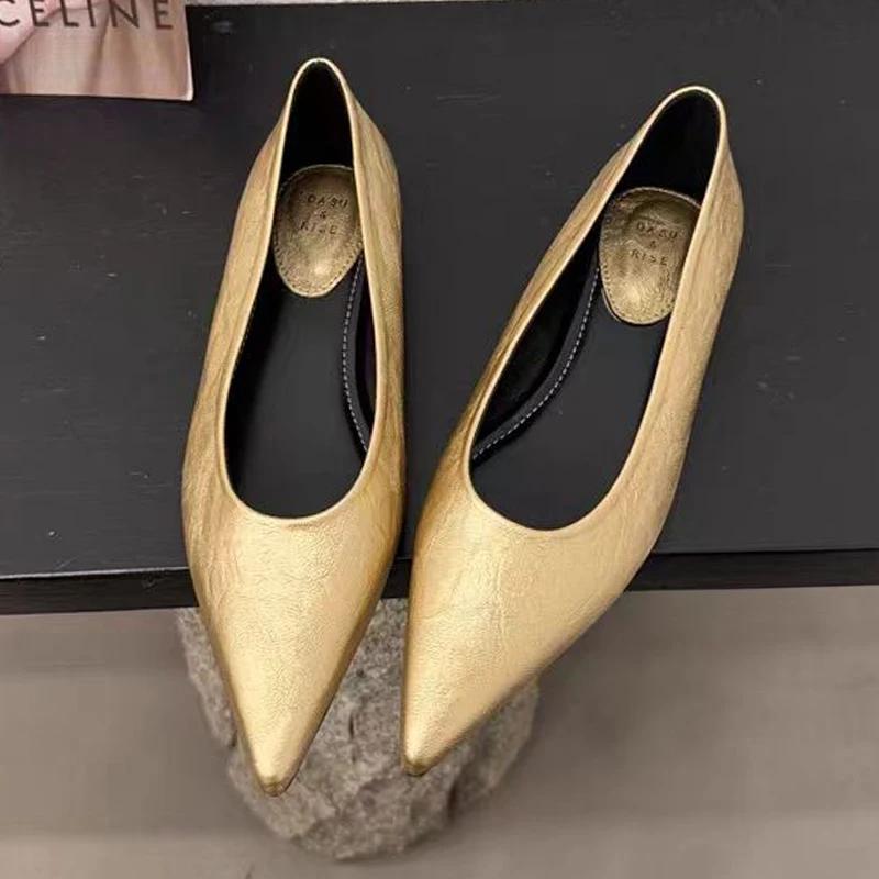 Острый носок женские туфли на плоской подошве повседневная обувь женская 2024 тренд мода новые сандалии роскошные удобные осенние женские туфли