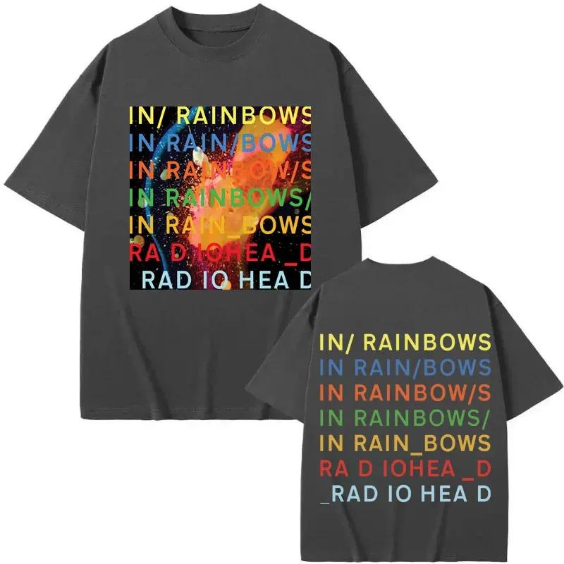 Футболка с мерчем группы Radiohead из альбома In Rainbows Мужская Женская Одежда Мода Y2k Футболки Летние Повседневные Свободные Хлопковые Футболки
