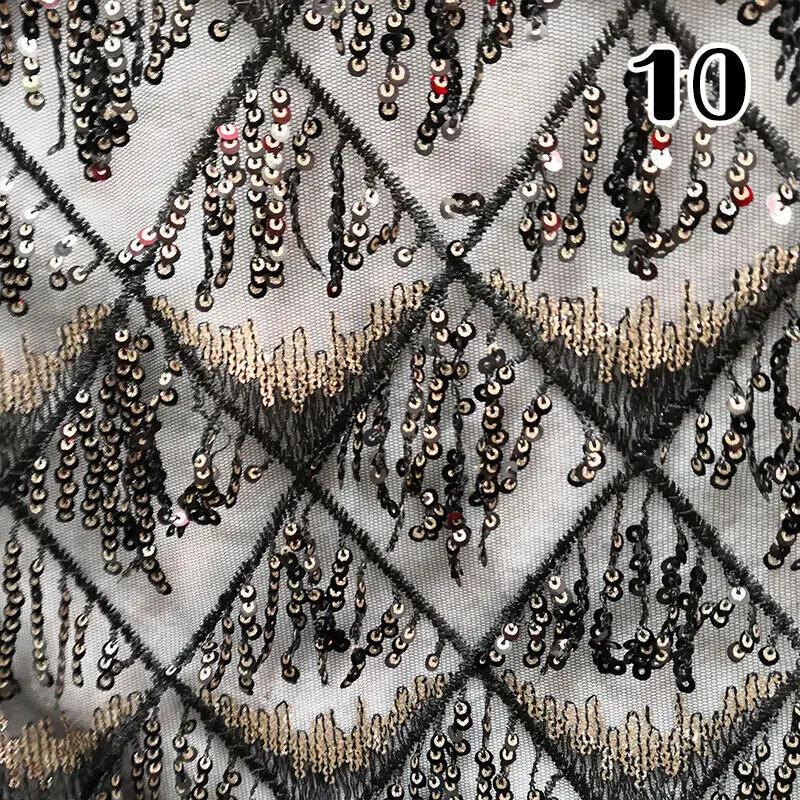 Sequins Embroidered Lace Fabric Diamond Fringe Wedding Dress Material Elegant Beads French Sequins Lace Fabric For Clothing