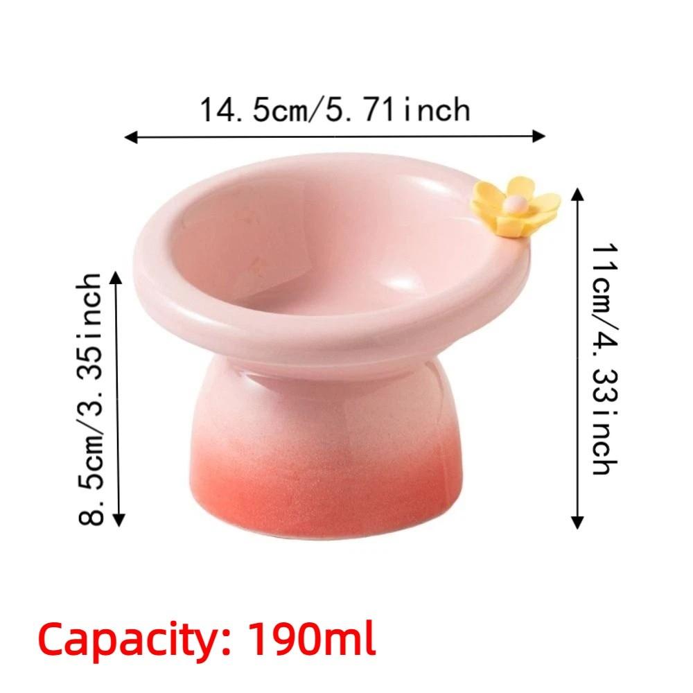 Flower Elevated Cat Bowl Ceramic Pet Food Dispenser Raised Pet Feeder Dog Accessories