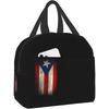 Изолированная сумка для обеда, многоразовая термосумка Boricua Puerto Rico с изображением флага Пуэрто-Рико, с карманом для путешествий, работы, походов, пикника